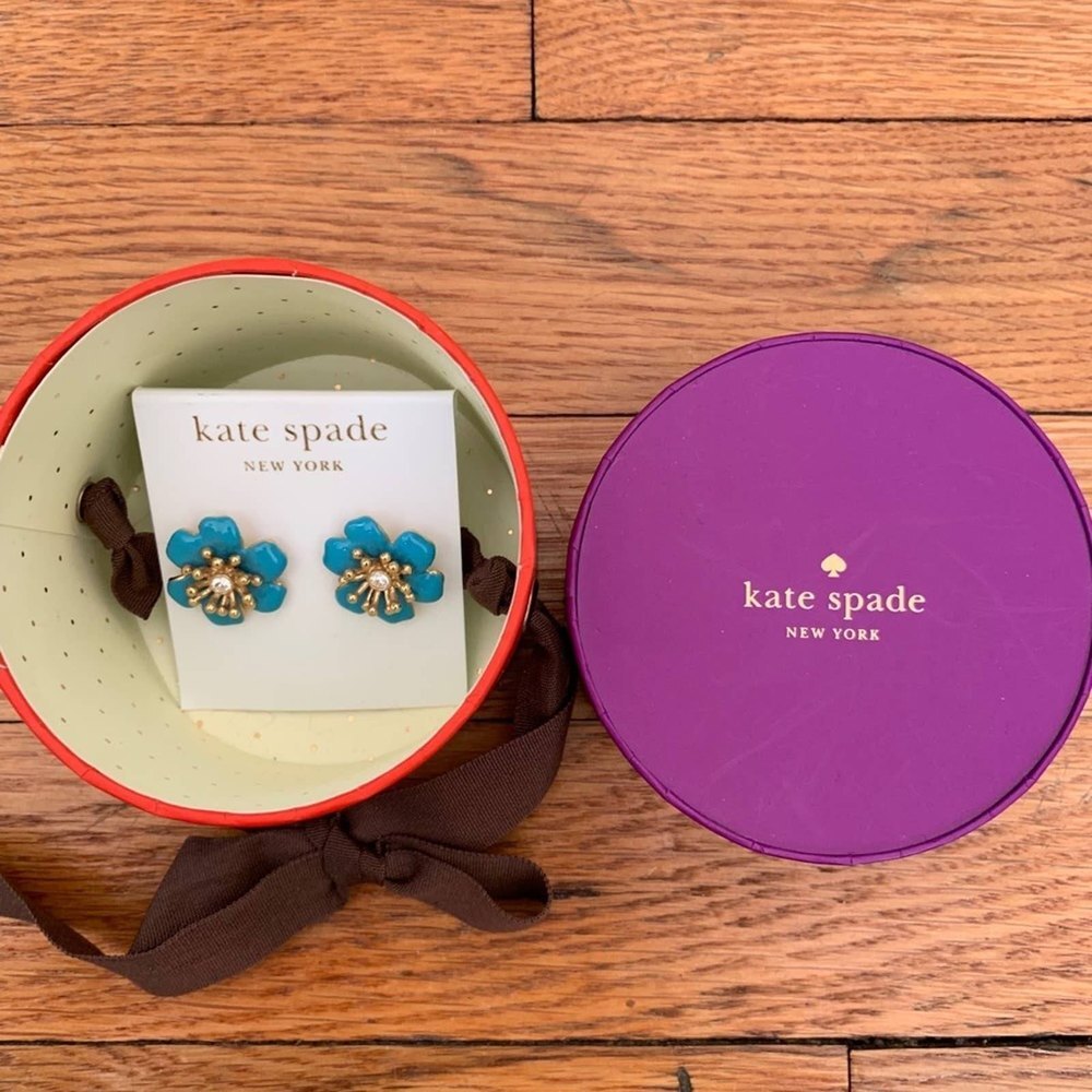 Kate Spade blue flower earrings - Picture 3 of 5